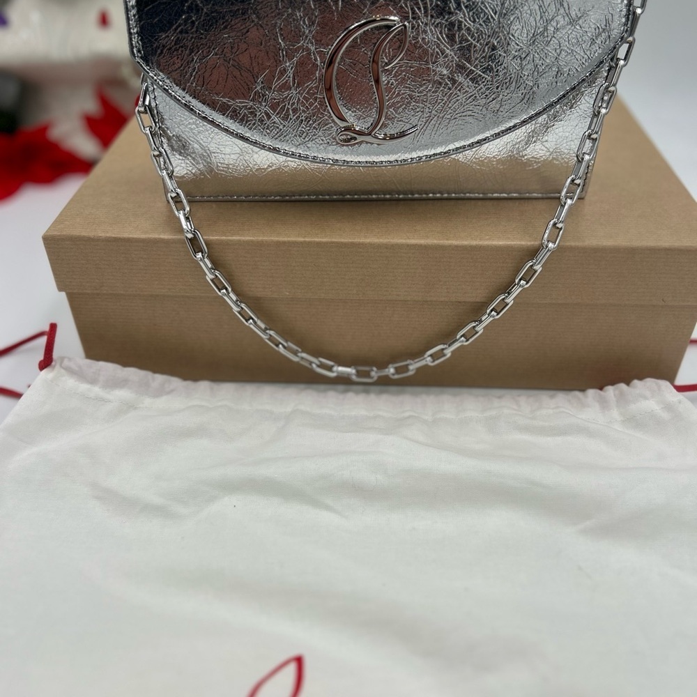 Women's Christian Louboutin, LOUBI54 clutch/shoulder bag with chain made Italy - Picture 2 of 15